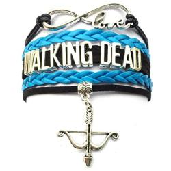 DOLON Infinity Love Walking Dead Bracelet Arrow and Bow Charm Black with Aqua