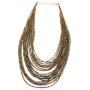 Bohemia Style 20 Layers Bib Statement Collar Glass Beaded Choker Necklace Fashion Jewelry For Women (Gold)