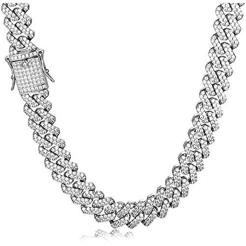 HUAMING 13mm Iced Out Chain Bracelet Necklace Set for Men Women Miami Cuban Link Chain Bracelet 2 Rows CZ Lab Diamond High Polished Gold Plated Hip Hop Chunky Chain Bangle Gold 8.5Inch