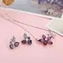 NEOGLORY Platinum Plated Purple Clear Crystal Jewelry Set, Pendant Necklace, Earrings, Bridesmaid Jewelry Wedding Women Gift NEOGLORY Platinum Plated Purple Clear Crystal Jewelry Set, Pendant Necklace, Earrings, Bridesmaid Jewelry Wedding Women Gift