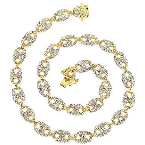 FW Jewelry Bling Iced Out Mariner Cuban Link Chain Hip hop Silver Gold Rapper Chain for Men Women in 7 8 9 18 20 24 30 Inches