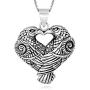925 Sterling Silver Heart Love Couple Raven Crow Pendant Necklace 18'' for Women, Teen