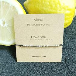 misola Morse Code Bracelet Adjustable Beads on Silk Cord Friendship Family Bracelet Gift for Her Women Best Friends Couples Teens Girl Funny Novelty Morris Jewelry