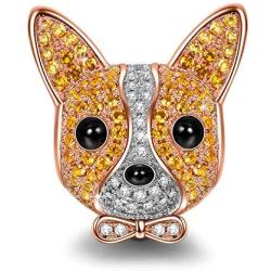 NINAQUEEN Chihuahua Bolt Bracelets Charms for Bracelet 925 Sterling Silver Charm Rose-Gold Plated Puppy Dog Charms Animal Bead with 5A Cubic Zirconia