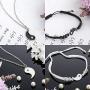 Hicarer Yin Yang Friend or Couple Bracelet with Necklace Set, 2 Pieces Matching Yin Yang Adjustable Cord Bracelet, 2 Pieces Yin Yang Couple Pendant Necklace Chain for Friendship Boyfriend Girlfriend