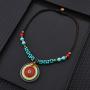 MAYTRY Original Hand-Woven Turquoise Coconut Shell Necklace, Bohemian Style Necklace