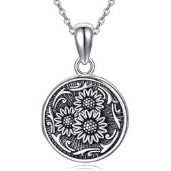 Locket Necklace That Holds Pictures Sunflower Pendant Necklace Jewelry Gifts 925 Sterling Silver Locket Photo Picture Keepsake Pendant You are my Sunshine Gifts for Christmas Birthday Valentine