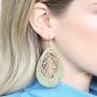 Bohemian Delicate Lightweight Cork Geometric Earrings - Filigree Cutout Petal Leaf, Teardrop, Floral Print Feather Fringe Drop Dangles