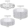 FIBO STEEL 3 PCS Rhinestone Stretch Bracelets for Women Bridal Sparkly Wedding Strand Tennis Bracelet Set Silver-Tone