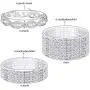 FIBO STEEL 3 PCS Rhinestone Stretch Bracelets for Women Bridal Sparkly Wedding Strand Tennis Bracelet Set Silver-Tone