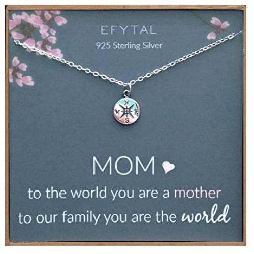 EFYTAL Gifts For Mom, 925 Sterling Silver Compass Necklace for Mother, Necklaces for Women, Best Birthday Gift Ideas, Pendant Jewelry For Her, Mothers Day