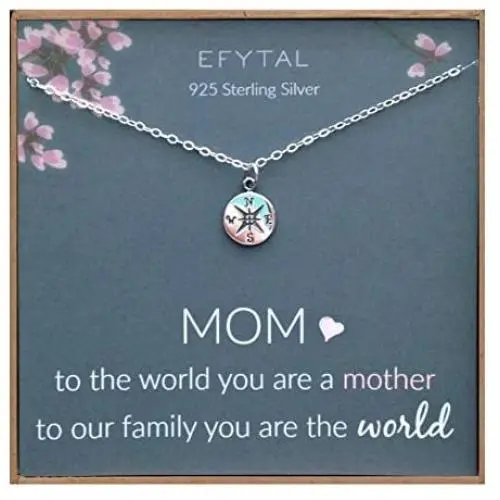 EFYTAL Gifts For Mom, 925 Sterling Silver Compass Necklace for Mother, Necklaces for Women, Best Birthday Gift Ideas, Pendant Jewelry For Her, Mothers Day