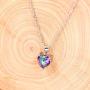 10mm Simulated Mystic Topaz Rainbow Heart Cubic Zirconia Solitaire Pendant Necklace Platinum Plated Y891