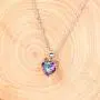 10mm Simulated Mystic Topaz Rainbow Heart Cubic Zirconia Solitaire Pendant Necklace Platinum Plated Y891