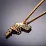 U7 American Style Hip Hop Chain Men Women Pendant Necklace Gold Plated Stainless Steel Vintage Revolver Handgun Necklace