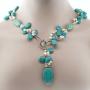 Gem Stone King 24 Inch Simulated Turquoise Color and White Cultured Freshwater Pearl Necklace with Toggle Hook