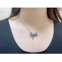 DMOMSA Sapphire Blue Lucky Dragonfly Pendant Jewelry Gift Suitable for Birthday Party Anniversary