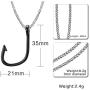 HUANIAN Jewelry Mens Stainless Steel Fishhook Fish Hook Pendant Necklace with 24'' Chain