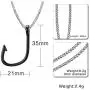 HUANIAN Jewelry Mens Stainless Steel Fishhook Fish Hook Pendant Necklace with 24'' Chain HUANIAN Jewelry Mens Stainless Steel Fishhook Fish Hook Pendant Necklace with 24'' Chain