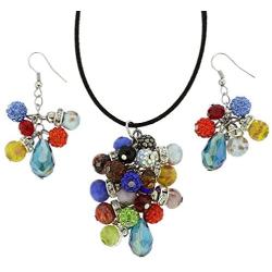 GlassOfVenice Venetian Charms Murano Necklace and Earrings Set - Multicolor