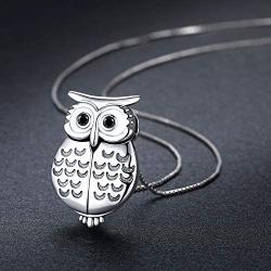 MEDWISE Locket Necklace That Holds Pictures 925 Sterling Silver Cute Wisdom Owl Style Photo Locket Necklace Gifts for Women Girls,3/4 Inch X 3/4 Inch- Includes 18 inch Box Chain