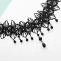 Clairy Gothic Choker Necklace Lace Black Necklace Crystal Necklace Chain Delicate Pendant Necklace Halloween Jewelry for Women and Girls