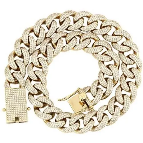 GOLD IDEA JEWELRY 18mm luxury Iced Out Cubic Zirconia 14k/18k/White Gold/Rose gold Miami Cuban Link Chain for Men Necklace or Bracelet GOLD IDEA JEWELRY 18mm luxury Iced Out Cubic Zirconia 14k/18k/White Gold/Rose gold Miami Cuban Link Chain for Men Necklace or Bracelet