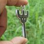 Heavy Metal Gothic Jewelry Devils tuning Pitch fork Pitchfork Trident Black Pewter Mens Pendant Necklace Money Lucky Charm Protection Amulet Safe Travel Talisman for men Silver Stainless steel Chain