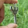 Heavy Metal Gothic Jewelry Devils tuning Pitch fork Pitchfork Trident Black Pewter Mens Pendant Necklace Money Lucky Charm Protection Amulet Safe Travel Talisman for men Silver Stainless steel Chain