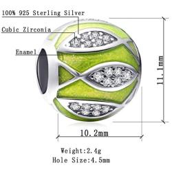 XIWEN Christian Fish Charms, 925 Sterling Silver Ichthys Jesus Fish Charms Round Beads fits Pandora Moment Bracelet, for Mothers Day/Christmas/Believer