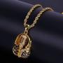 Moca Jewelry Iced Out Headphone Shape Pendant Necklace 18K Gold Plated Bling CZ Simulated Diamond Hip Hop Rapper Chain Necklace for Men Women