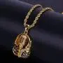 Moca Jewelry Iced Out Headphone Shape Pendant Necklace 18K Gold Plated Bling CZ Simulated Diamond Hip Hop Rapper Chain Necklace for Men Women
