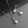 Mariell Wedding Necklace and Earrings Pearl Jewelry Set with Inlaid CZ Frame for Bridesmaids & Brides