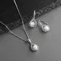 Mariell Wedding Necklace and Earrings Pearl Jewelry Set with Inlaid CZ Frame for Bridesmaids & Brides Mariell Wedding Necklace and Earrings Pearl Jewelry Set with Inlaid CZ Frame for Bridesmaids & Brides