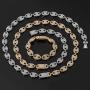 Coffee Bean Cuban Link Chain - Women Mens Iced Out Hip Hop Silver or Gold Tone CZ Miami Cuban Mariner Link Chain 18'' 20'' 24''Choker Necklace Hip Hop Jewelry for Women