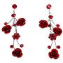 Faceted Metal Rose & Crystal Rhinestone Necklace & Earring set for Bridal, prom (Red)