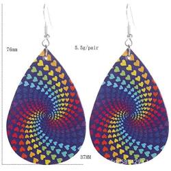 9Pairs Tie Dye Printed Leather Drop Earrings Set Lightweight Bohemia Teardrop Earrings Colorful Vintage Handmade Leather Dangle Earrings for Women Girl Vaction Jewelry