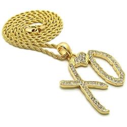 Shiny Jewelers USA Mens Iced Out XO Gang Hip Hop Pendant 24'' Box, Rope, Cuban Chain Necklace