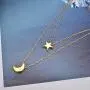 Gbell Simple Womens Doublelayer Necklace Star and Moon Pendant Necklace - Fashion Gold Silver Neck Chains Choker for Teen Girls Ladies Women Party Ball Date Jewelry Gbell Simple Womens Doublelayer Necklace Star and Moon Pendant Necklace - Fashion Gold Silver Neck Chains Choker for Teen Girls Ladies Women Party Ball Date Jewelry