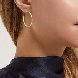 Carleen 14K Gold Plated Sterling Silver Hoop Earrings Open Thick Cable Twisted Minimalist Fine Jewelry Earrings for Women Girls, Diameter 1.4 INCH