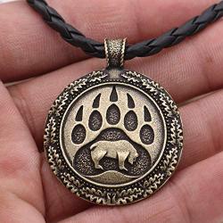Polar Bear Necklaces Animals Pawprint Big Round Disc Pendant Bear Claw Footprint Butterfly Moth Insect Neclaces for Men Women Hunter Brave Jewelry