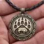 Polar Bear Necklaces Animals Pawprint Big Round Disc Pendant Bear Claw Footprint Butterfly Moth Insect Neclaces for Men Women Hunter Brave Jewelry