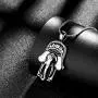 Hamsa Hand Necklace Mens 316L Stainless Steel Hand of Fatima Pendant 18k Gold/Black Gun Plated Path of Symbols Lucky Amulet Jewelry