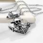 Skull Anchor Pendant Choker Necklace for Men Gothic Punk Crossbones Skeleton Heads Anchor Necklace Chain Fashion Jewelry