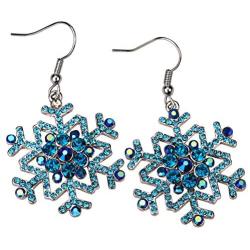 YACQ Womens Large Snowflake Hypoallergenic Dangle Earrings - 2 Inch - Christmas Holiday Party Jewelry Gifts