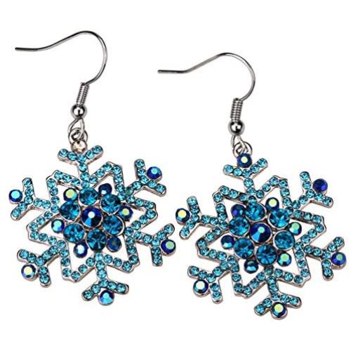 YACQ Womens Large Snowflake Hypoallergenic Dangle Earrings - 2 Inch - Christmas Holiday Party Jewelry Gifts
