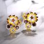 Santuzza Sunflower Drop Earrings Genuine 925 Sterling Silver Gorgeous Yellow Nano Cubic Zirconia Handmade Enamel Earring Jewelry For Women