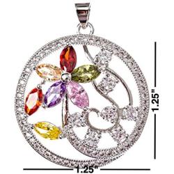 Ray Jewelry Non Tarnish Rhinestone Floral Pendant
