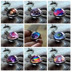 Womens Pendant Necklaces New Nebula Galaxy Double Sided Pendant Outer Space Necklace Universe Silver Jewelry Glass Art Picture Handmade Necklace
