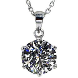 Juliani 18k-Gold-Plated Hypoallergenic Pendant Necklace - 10mm 3 Carat CZ Diamond | Solitaire Chain Jewelry Women Girls | Kids Teens